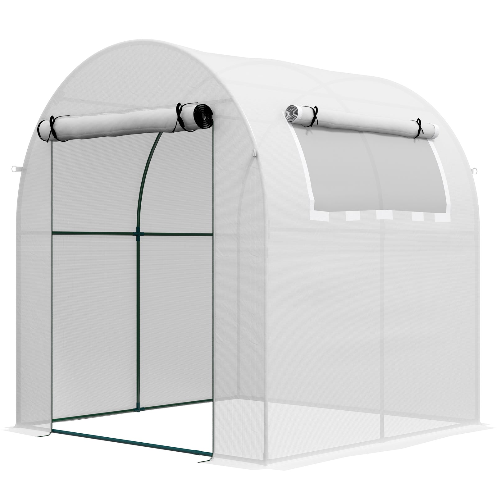 Polytunnel Greenhouse W/ Mesh Windows 1.8x1.8x2m | White