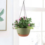 2pcs Hanging Round Plant Pot Set With Drainage Holes And Removable Water Trays