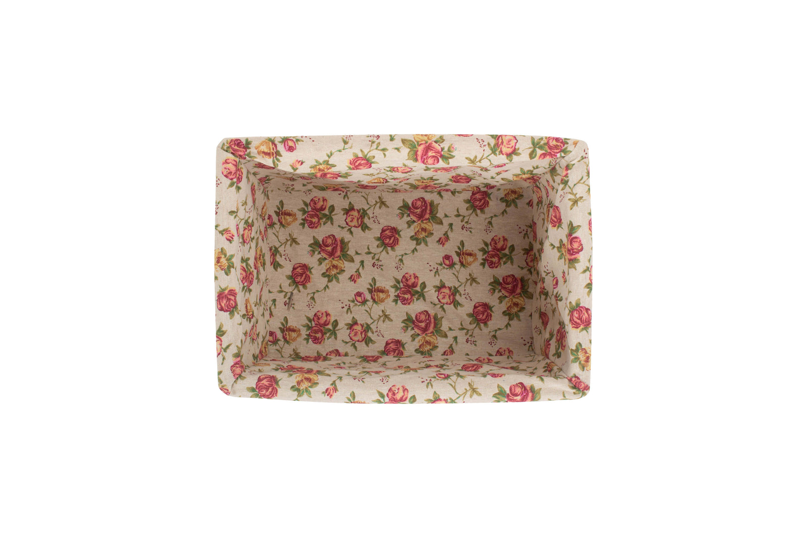 Wicker White Wash Garden Rose Lined Storage Basket | Large | Red