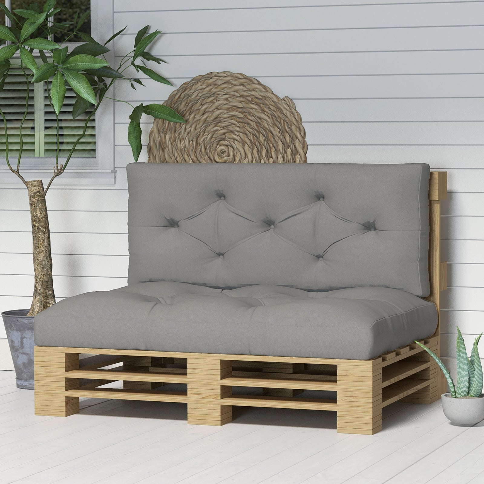 2 Seater Seat Cushions Water Repellent With Back Cushion | Light Slate Gray