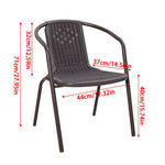 Set Of 2 Pe Rattan Stacking Garden Chairs Outdoor Patio Dining Armchairs