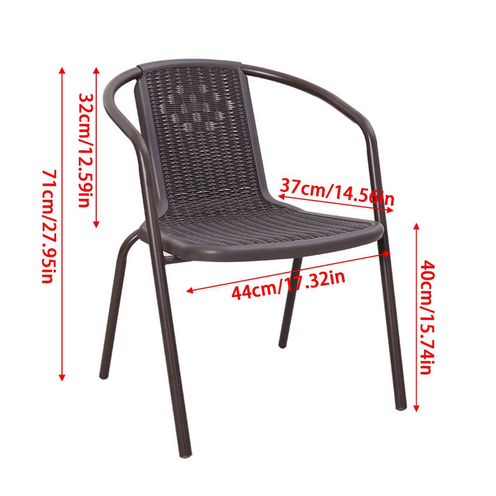 Set Of 2 Pe Rattan Stacking Garden Chairs Outdoor Patio Dining Armchairs