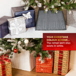 Grey Rattan Christmas Tree Skirt Durable Foldable Basket