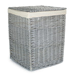 Grey Wash Square Laundry Basket With White Lining | Large | White