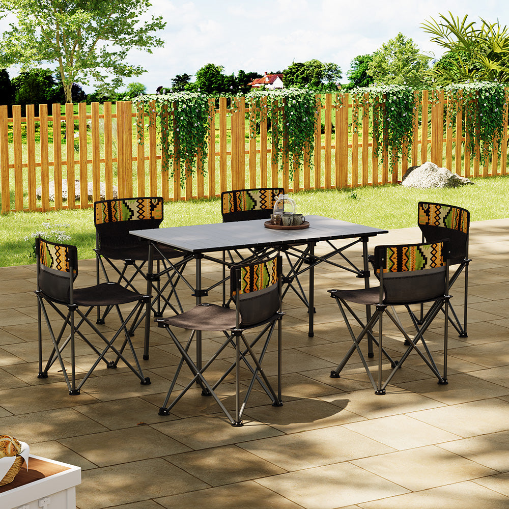 7 Pieces Folding Camping Table And Chairs Set Portable With Carrying Bag