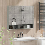 Bathroom Wall Mounted Mirror Storage Adjustable Shelves