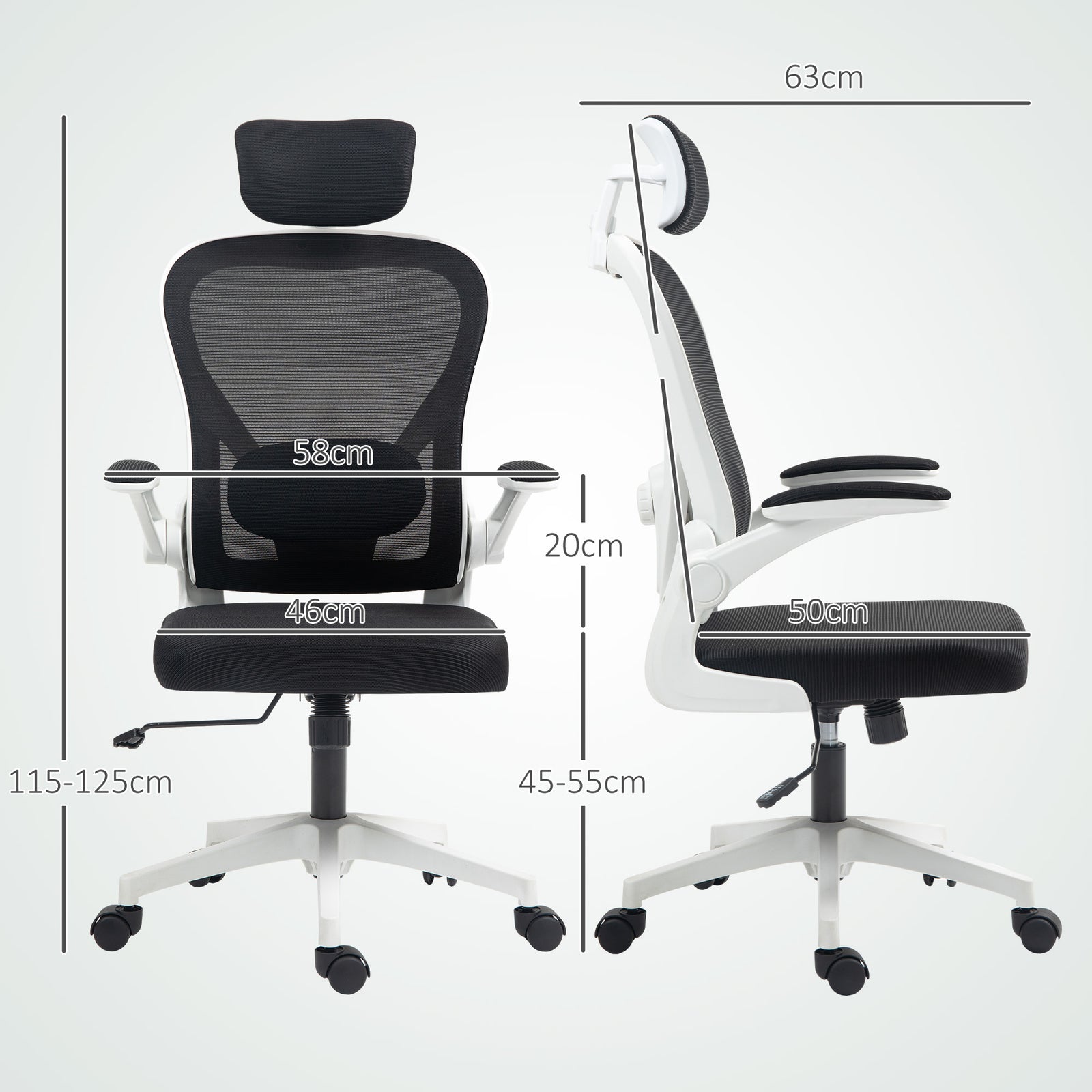 Executive Mesh Office Chair With Headrest, Lumbar Support | One Size | Black