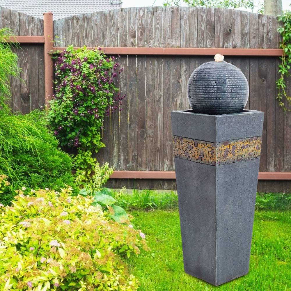 Modern Style Trapezoidal Water Polo Fountain With Warm Light Outdoor