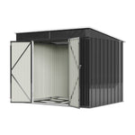 6x8ft Metal Storage Shed Black Galvanized Steel Tool House With Foundation, Double Lockable Doors, Ventilation