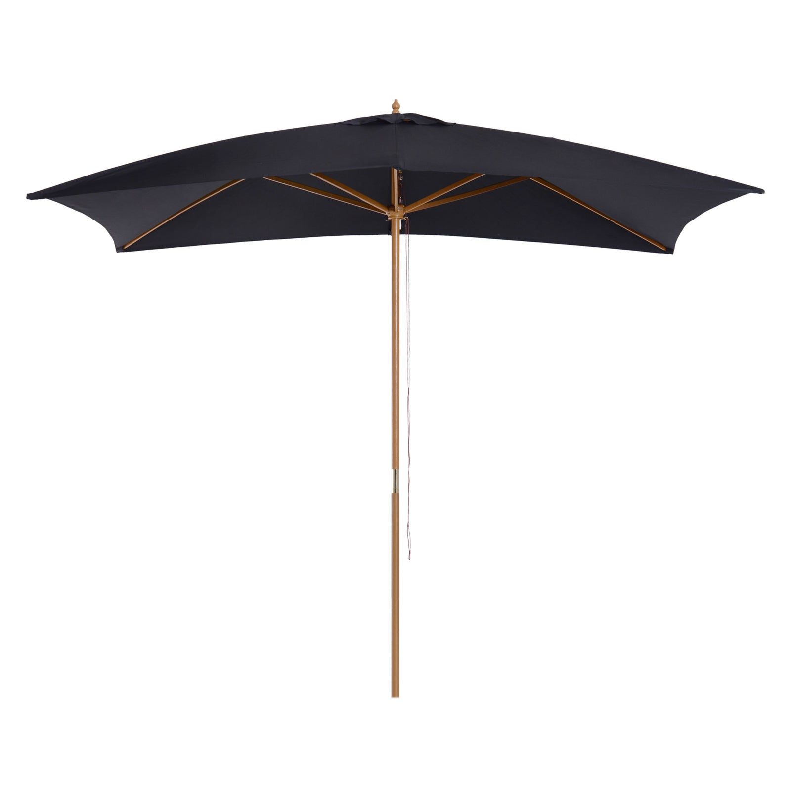 Wooden Garden Parasol Sun Shade Outdoor Umbrella Canopy | Black