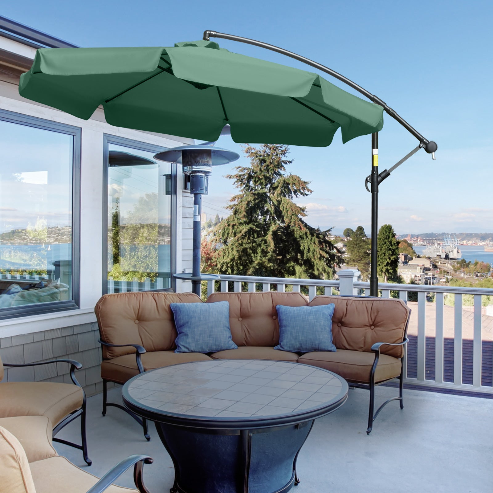 2.7m Cantilever Parasol Banana W/ Crank Handle | Green