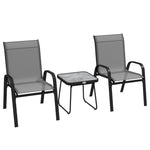 3pcs Bistro Set With Breathable Mesh Fabric And Psc Board | Light Slate Gray