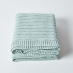 Combed Cotton Cable Knit Throw | 150cm x 200cm | Duck Egg Blue