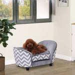 Dog Sofa Pet Couch For Xs Dogs W/ Removable Sponge Padded Cushion - Grey