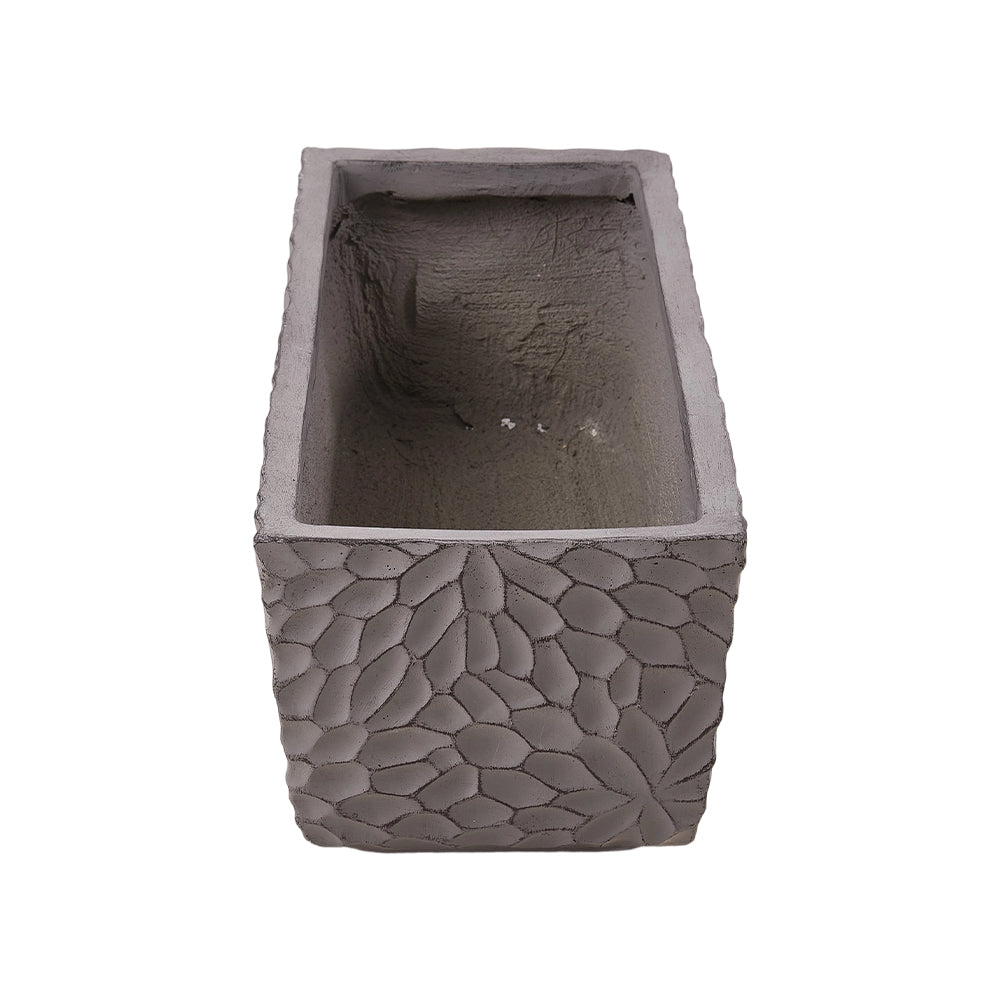 Patterned Cement Flower Pot With Drainage Modern Textured Concrete Planter | Large | Charcoal Grey