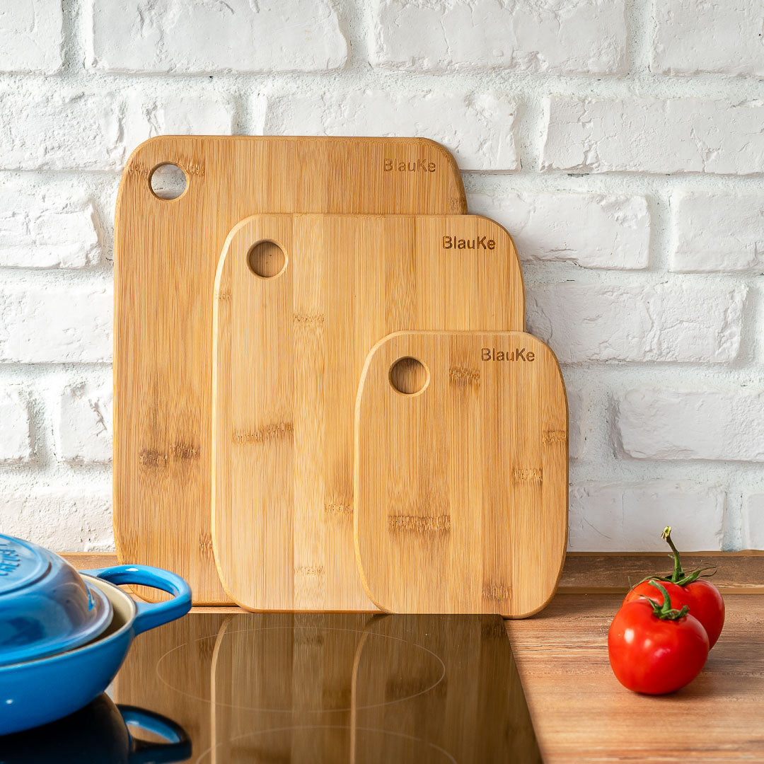 BlauKe Bamboo Chopping Board Set Of 3 - Wooden Chopping Board Set In 3 Sizes (small, Medium, Large) - Cutting Boards For Kitchen