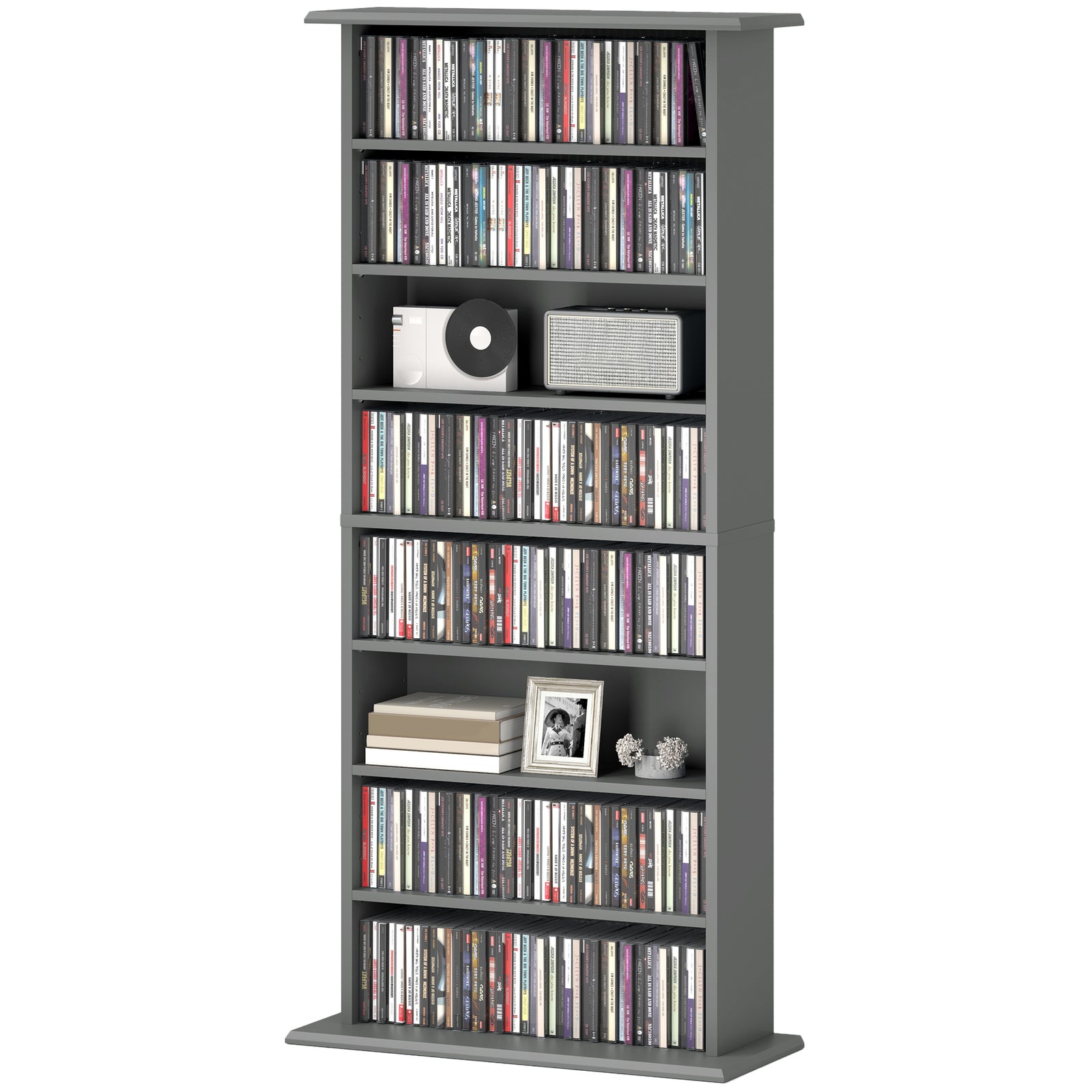 Cd Storage Unit Dvd Tower Blu-ray Storage Shelf For Office | Small | Gray
