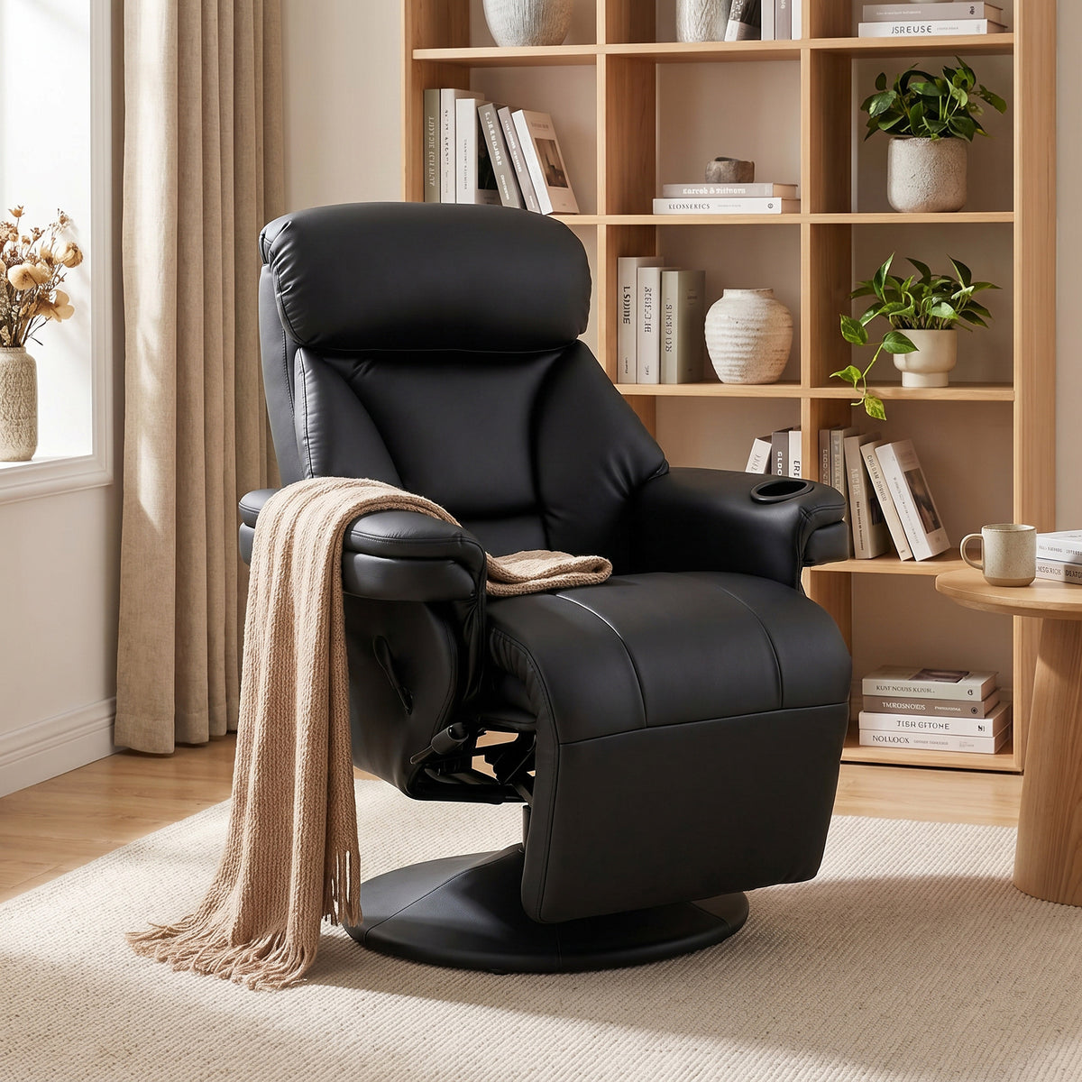 Upholstered Reclining Armchair With Adjustable Backrest | Black