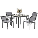 5 Piece Garden Furniture Set With 4 Stackable Armchairs