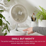 Rechargeable Desk Fan, Cordless Portable Quiet Fan, USB-C