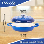 Shallow Cast Iron Casserole With Lid - 2.3-quart (26 Cm) | Dark Blue