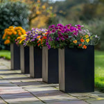 Zinc Galvanised Tall Square Planter | 25cm x 25cm x 50cm | Matte Black