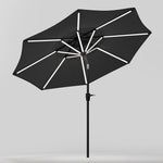 Large Solar Powered Led Patio Umbrella For Outdoor Garden Patio | One Size | Black
