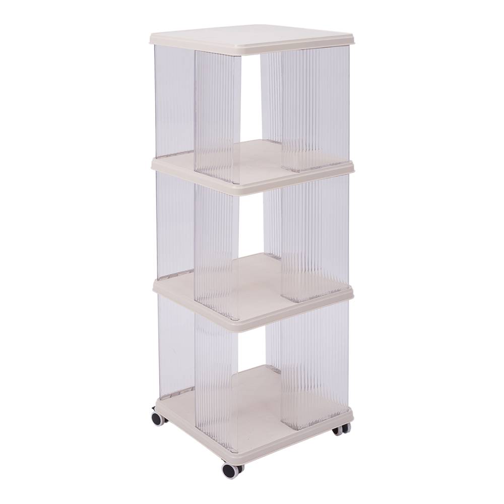 3-tier Plastic Square Bookshelf With Wheels