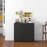 Side Cabinet With 2 Door Cabinet And 2 Drawer Home Office | One Size | Black