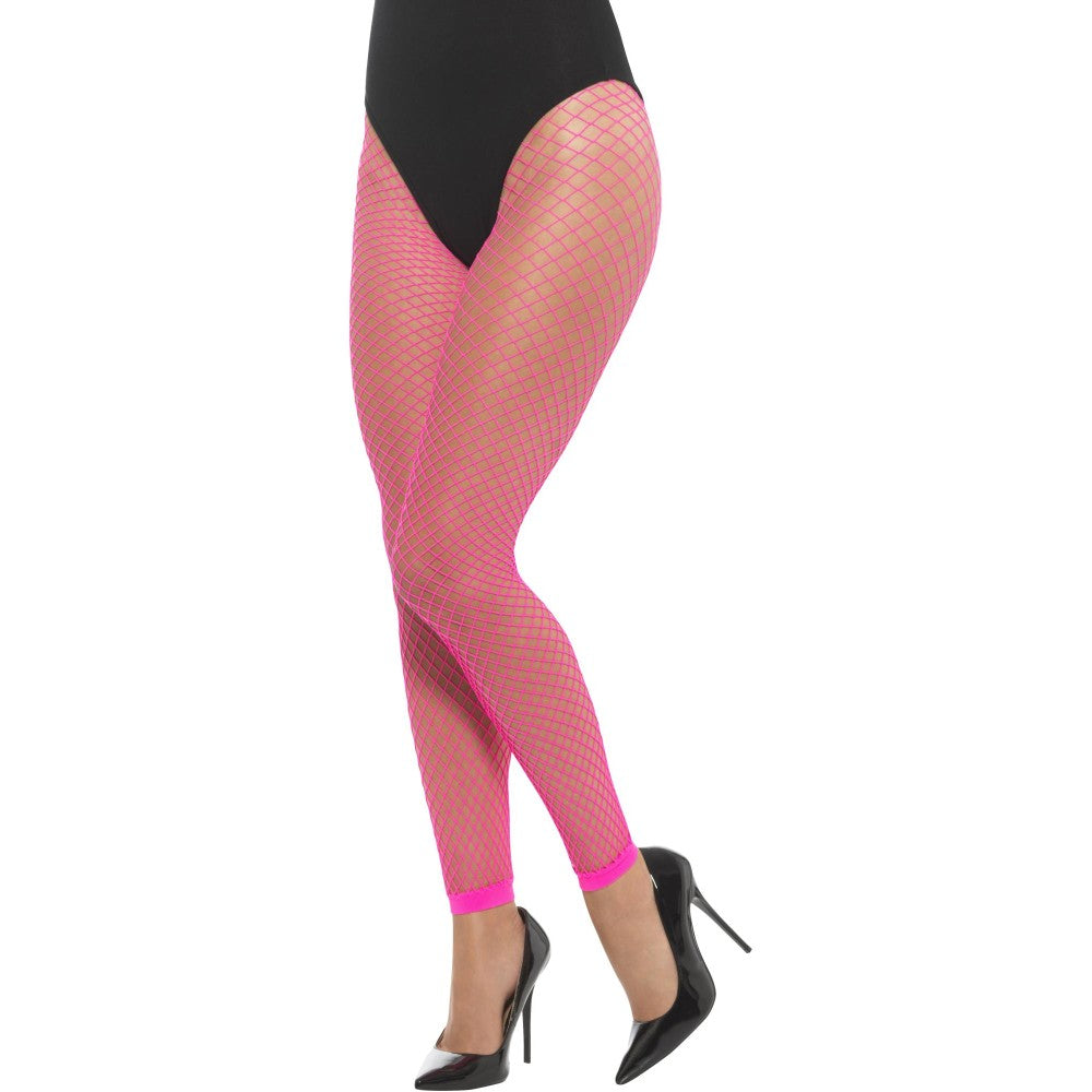 Footless Net Tights, Neon Pink