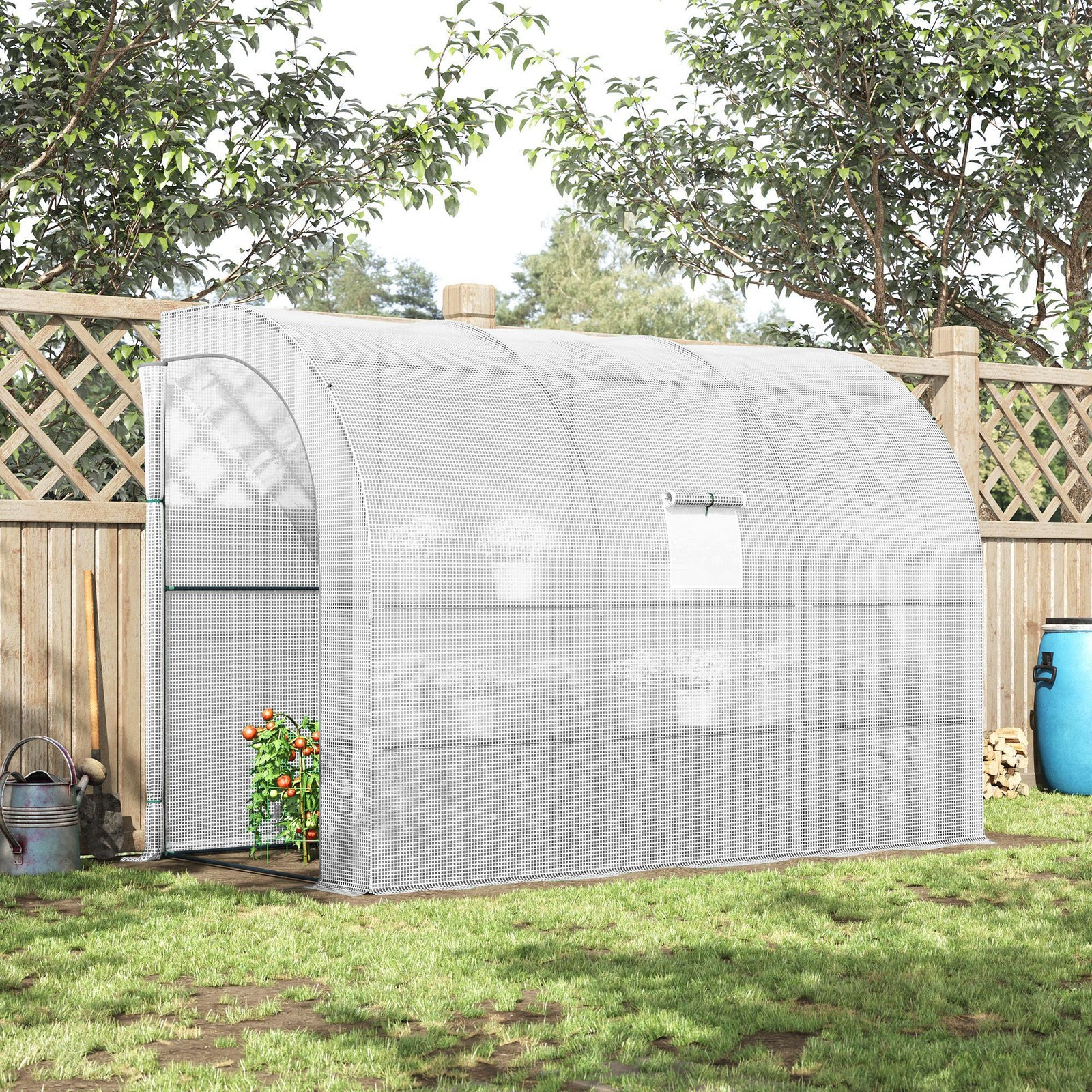 Backyard Nursery Greenhouse With Windows And Doors | White