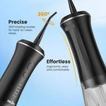Dyzi Black Cordless Oral Irrigator 350ml Tank 5 Modes Water Flosser