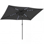 3 X 2 M Garden Parasol Umbrella With Light, Outdoor Patio Umbrella | Black