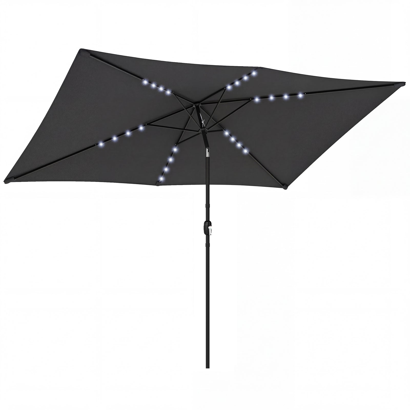 3 X 2 M Garden Parasol Umbrella With Light, Outdoor Patio Umbrella | Black