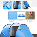 3 Man Camping Tent 2 Rooms Porch Vents Weather-resistant | Blue