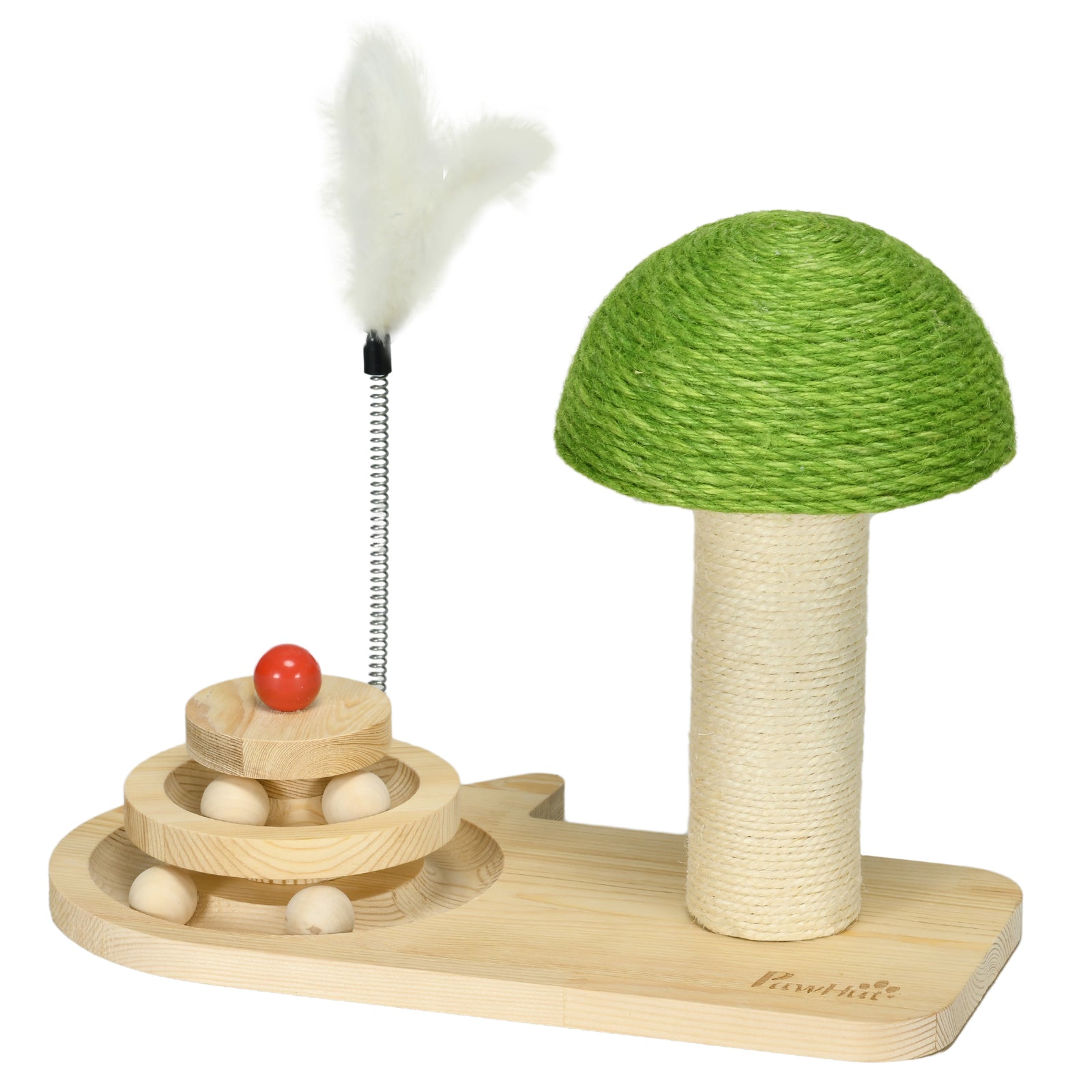 Mushroom-shaped Cat-scratching Post For Indoor Cats With Toy Balls