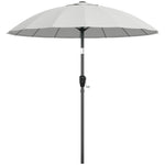 2m Shanghai Garden Parasol Umbrella, Outdoor Sun Shade | Light Grey