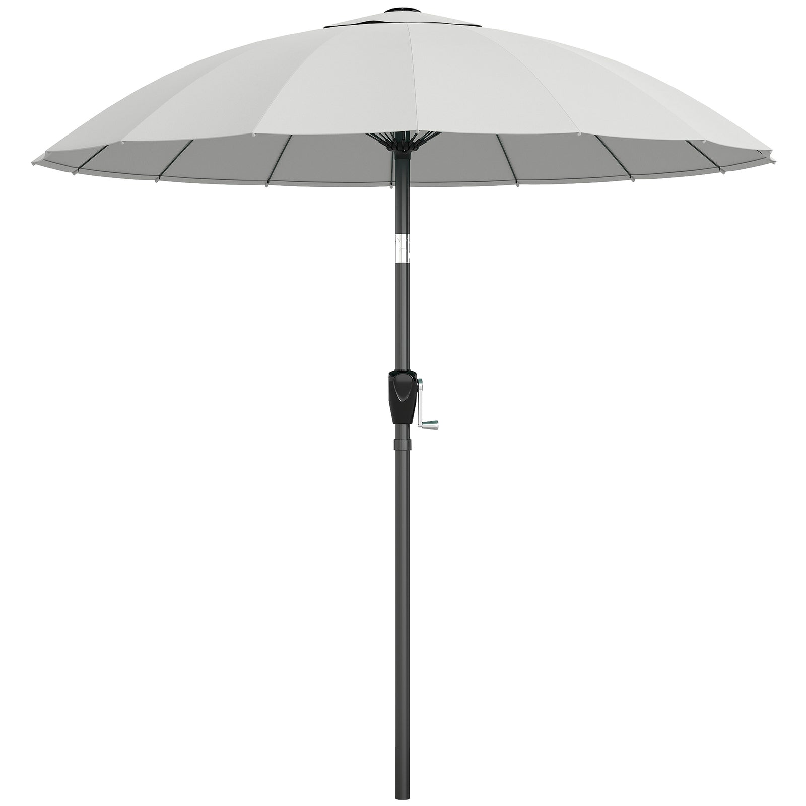 2m Shanghai Garden Parasol Umbrella, Outdoor Sun Shade | Light Grey