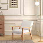Accent Chair With Wood Frame Wide Seat Linen Armchair