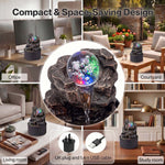 Spector Tabletop Water Fountain With Rotating Glass Ball  Resin Grey Brown