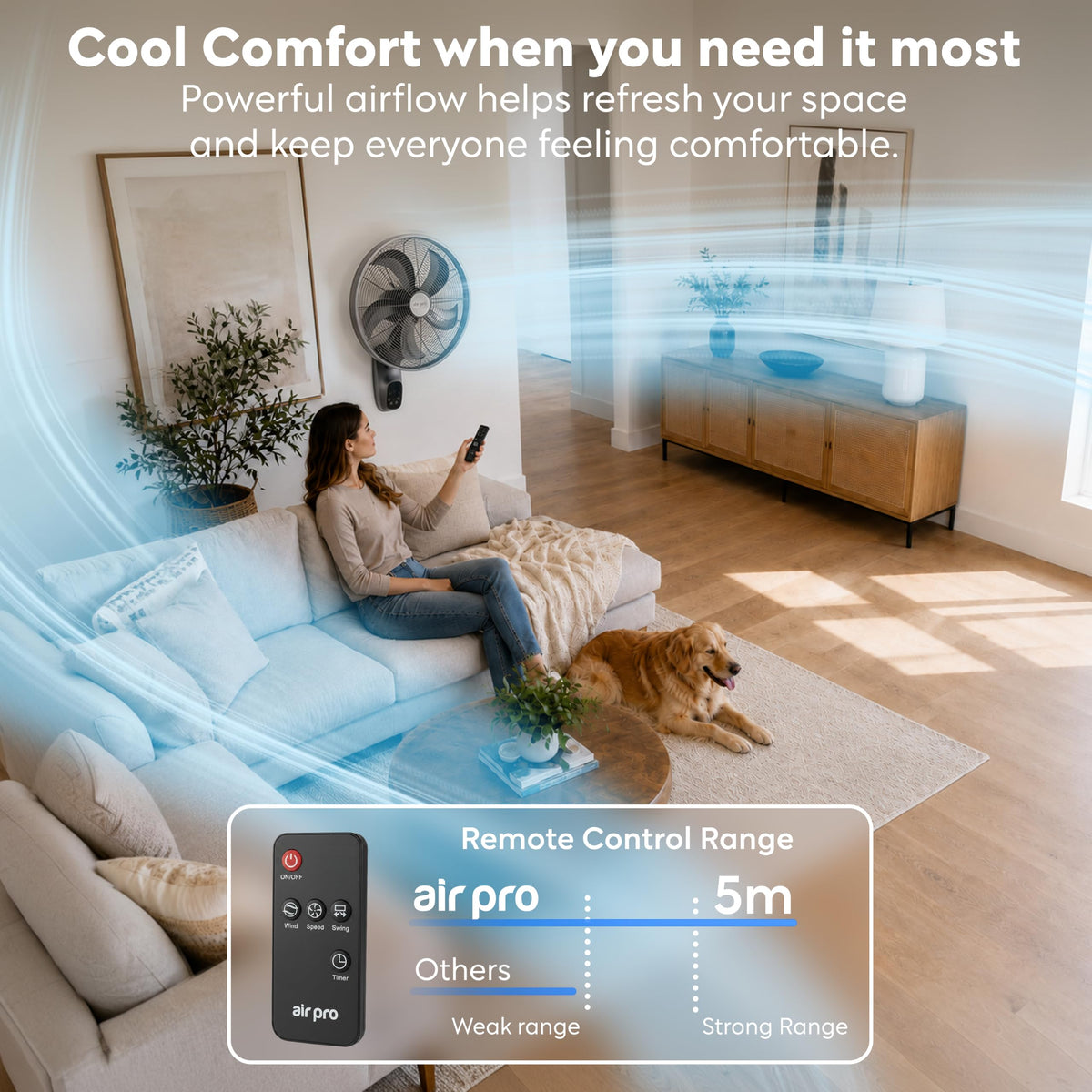 Air Pro Air Pro 16in Wall Fan With Adjustable Tilt And 3 Speeds - Black