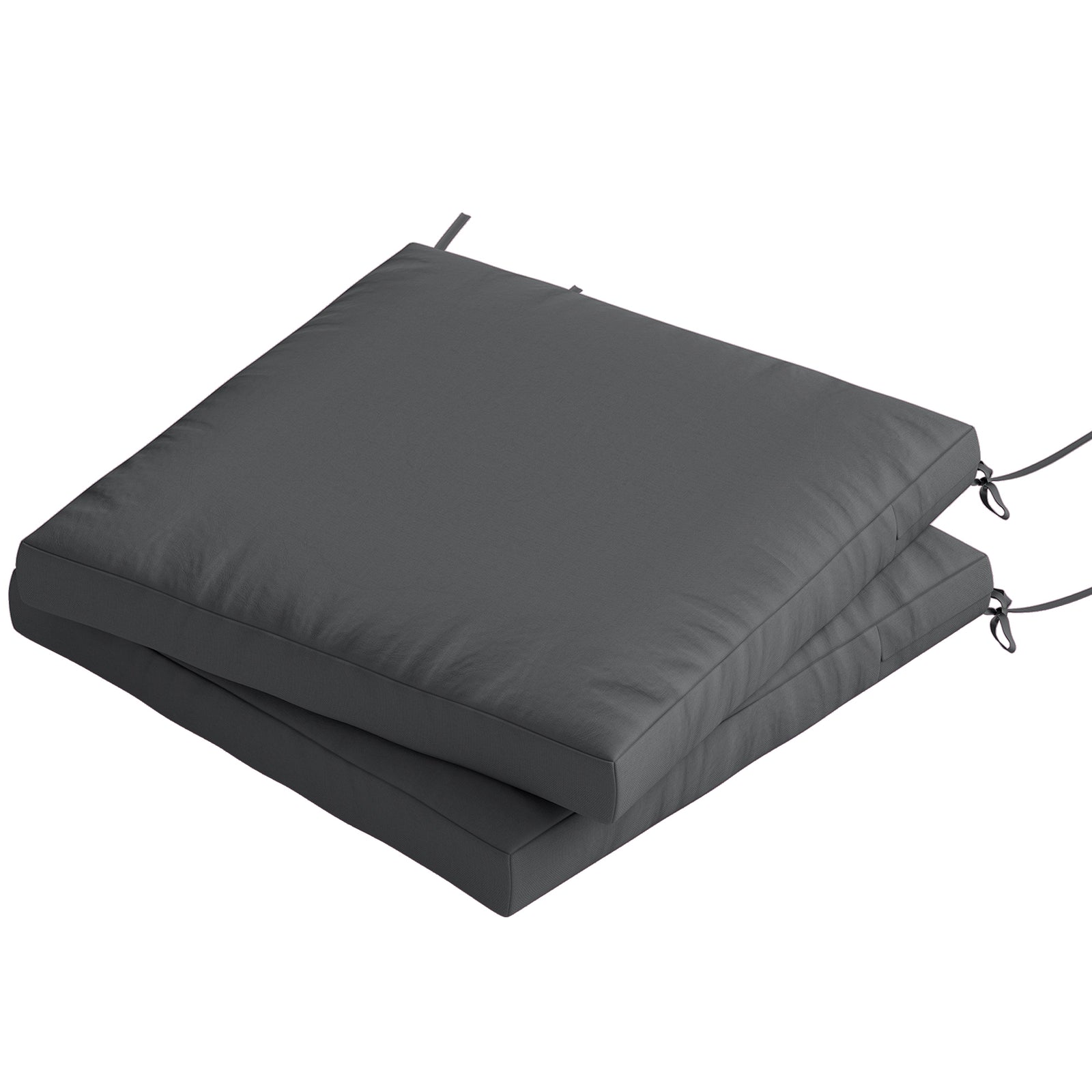 2pcs Garden Chair Cushions, Waterproof Seat Pads | Dark Grey