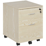2 Drawer Locking Office Filing Cabinet 5 Wheels | One Size | Brown