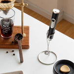 3-speed Electric Handheld Milk Frother & Whisk With Metal Stand