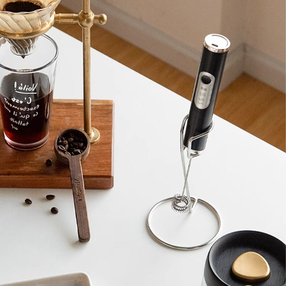 3-speed Electric Handheld Milk Frother & Whisk With Metal Stand