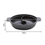 25cm Dia Black Cast Iron Hot Pot With Divider