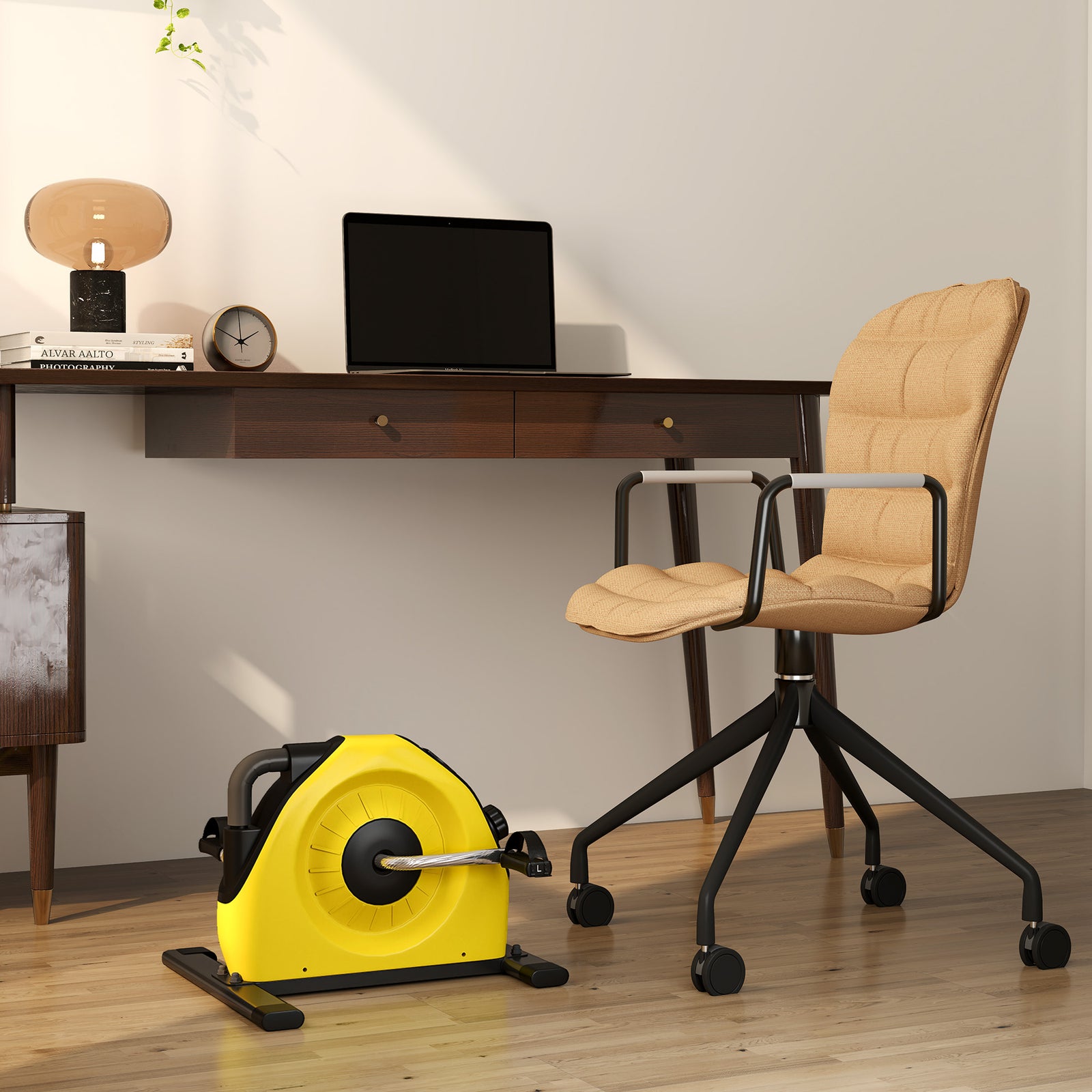 Mini Exercise Bike Portable Pedal Exerciser For Legs | Yellow