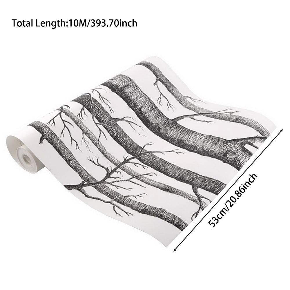 Removable Fabric Birch Tree Wallpaper Roll