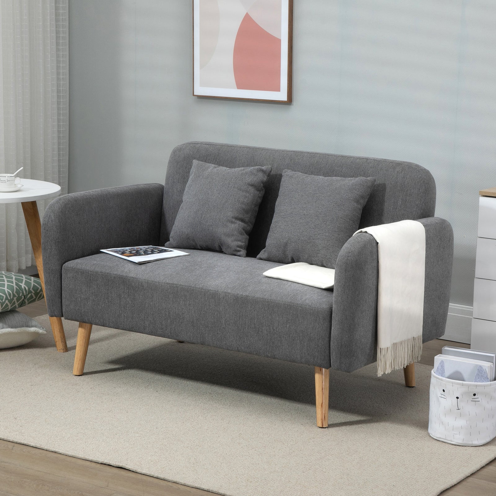 2 Seat Loveseat Sofa Chenille Fabric Upholstered Couch