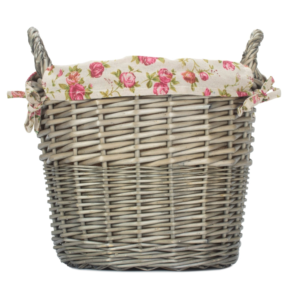 Craft Basket With Garden Rose Lining | One Size | Gray